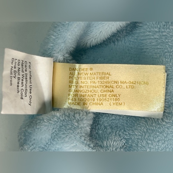 Dan Dee Brown Bunny Rabbit Lovey Blue Security Blanket Rattle Head Knot Ends - Picture 7 of 7